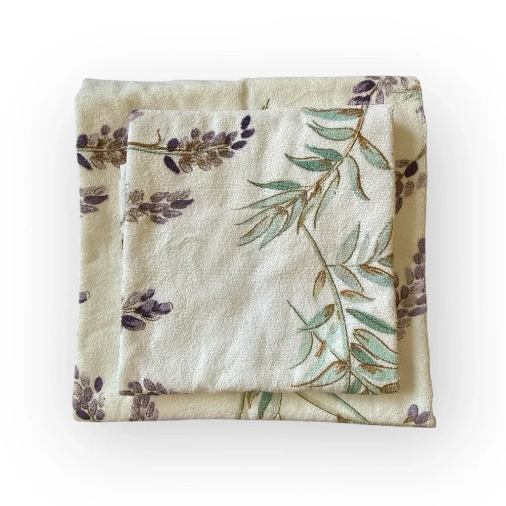 Set 3 Pottery Barn‎ Floral Organic Towel SET Hand, Bath & Washcloth